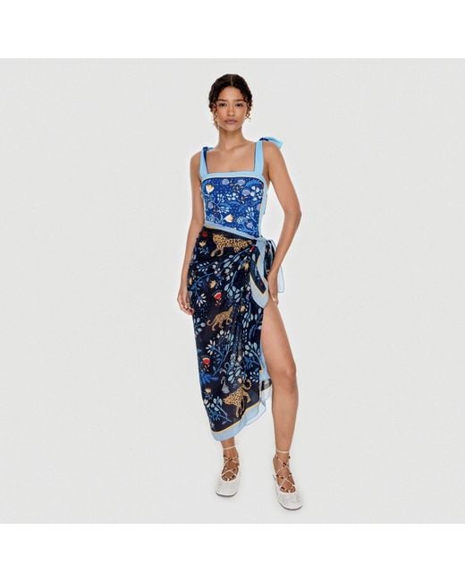 Jessie Zhao New York Blue Beach Sarong Wrap