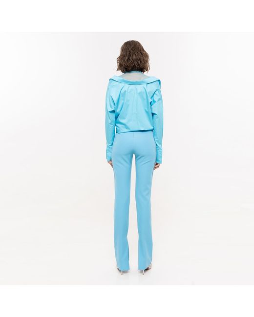 Nissa Blue Embellished High-Waisted Pants
