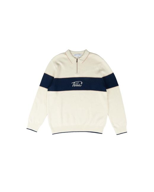 FELLA SWIM Blue Boris Quarter-Zip Sweater for men