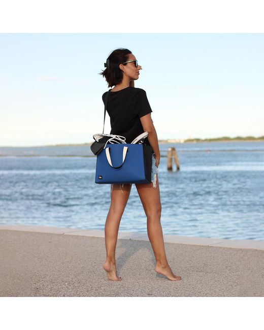 Qu Blue Matte Tote Bag