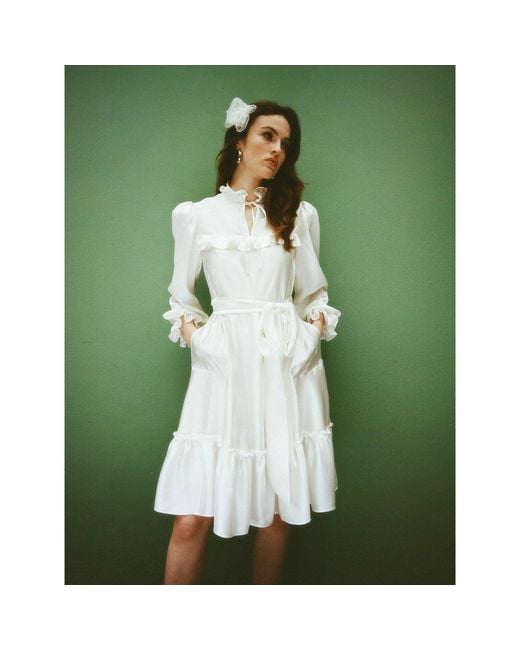 Lisa The Label White Le Jardin Short Plumerella Dress
