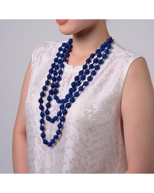 Silk and Bears Blue Cobalt Hand-Knotted Silk Bead Necklace – Triple Strand