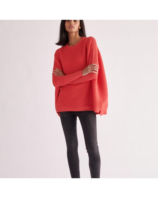 Paisie Red Ribbed Jumper In Strawberry Pink