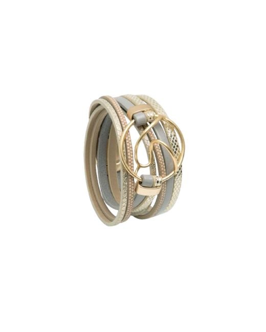 Saachi Metallic Leather Abstract Wrap Bracelet