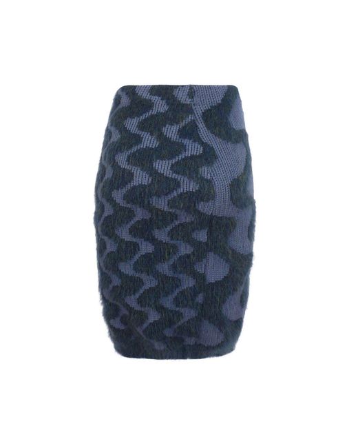 Ccy Currency Blue Wavey Split Skirt