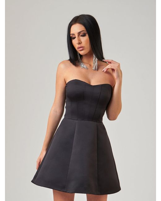 Tia Dorraine Black Timeless Jewel Fitted Bustier Mini Dress
