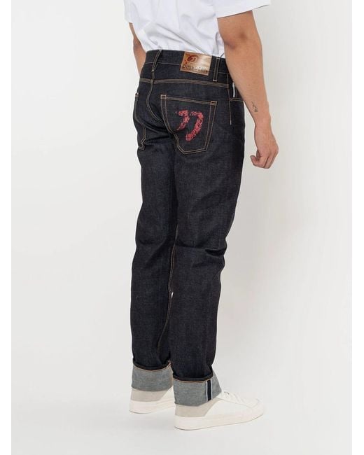 Din & Deen Blue Slim Fit Selvedge Denim Jeans Katana Collection for men
