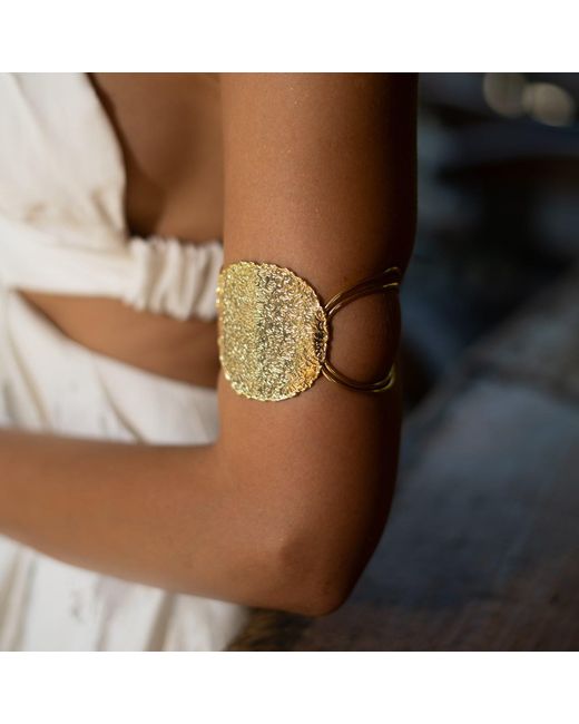 Ebru Jewelry Natural Golden Shield Arm & Cuff Bracelet