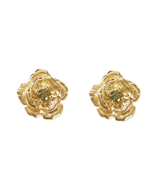 Harfi Metallic Peridot August Birthstone Poppy Birthflower Plated Stud Earrings