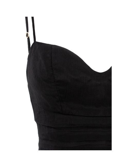 AVENUE No.29 Black Silk Corset Top With Straps