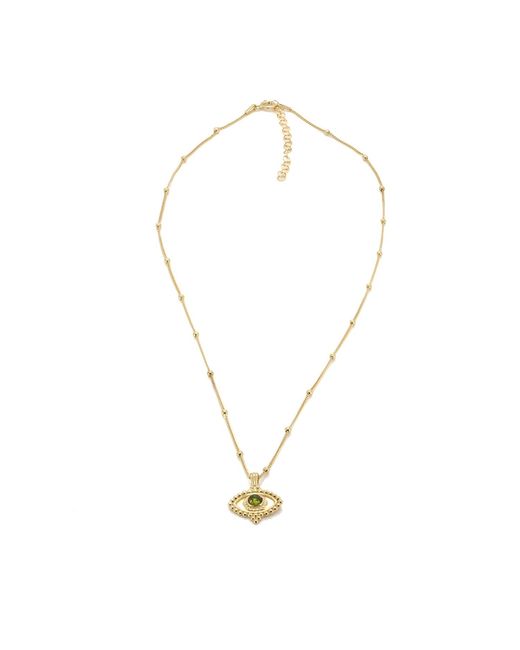 Ebru Jewelry Metallic Tourmaline Evil Eye Pendant On A Stylish Chain Necklace