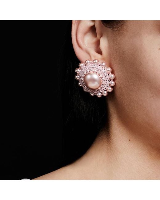 PINAR OZEVLAT Pink Blush Pearl Studs