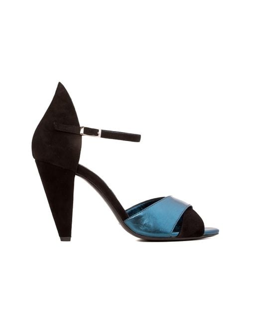 Rosamund Muir London Blue Aurora Suede & Metallic Heels