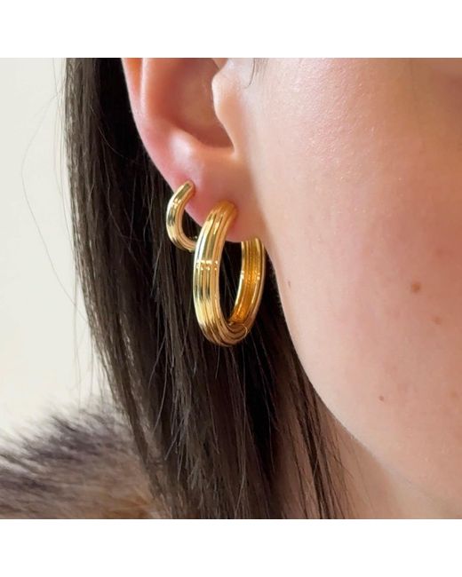 Nazzar Metallic Ribbed Tube Huggie Earrings