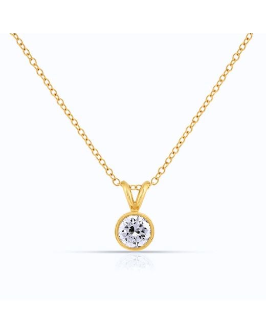 AVJD NEW YORK Metallic Solid Bezel Set Round Lab Grown Diamond One Carat Total Weight Pendant