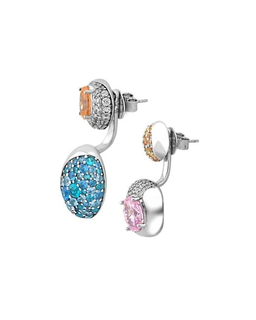 Arte Madrid Blue Sierra Pavé Contour Convertible Stud Earrings With Drop Pendants