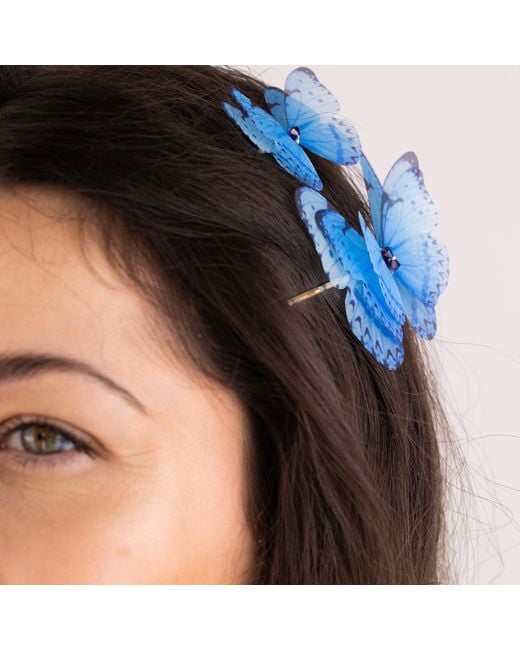 Oana Savu Blue Butterfly Bobby Pin Set Hair Pins Summer Accessories