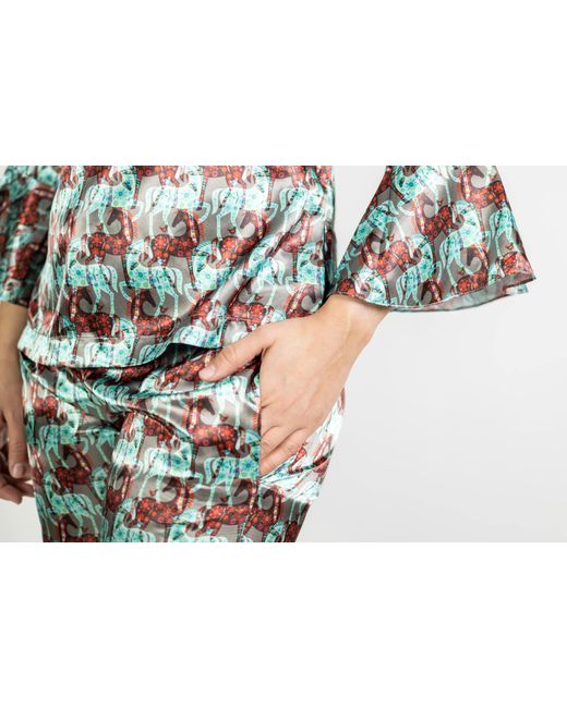 FORZA CAVALLO Green Happy Arab Satin Pajamas