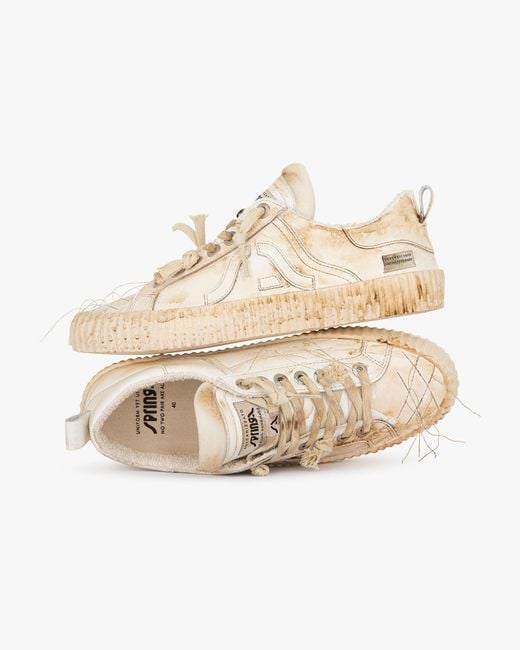 Springa | Unique Vulcanized Sneakers Italian Handmade Natural Wavy Leather Embroidery Vintage Sneakers for men