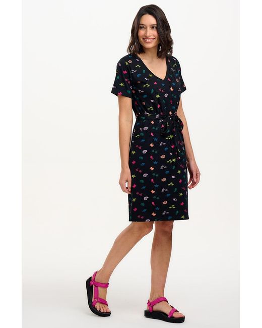 Sugarhill Black Joelle V-Neck Jersey Mini Dress, Multi, Underwater