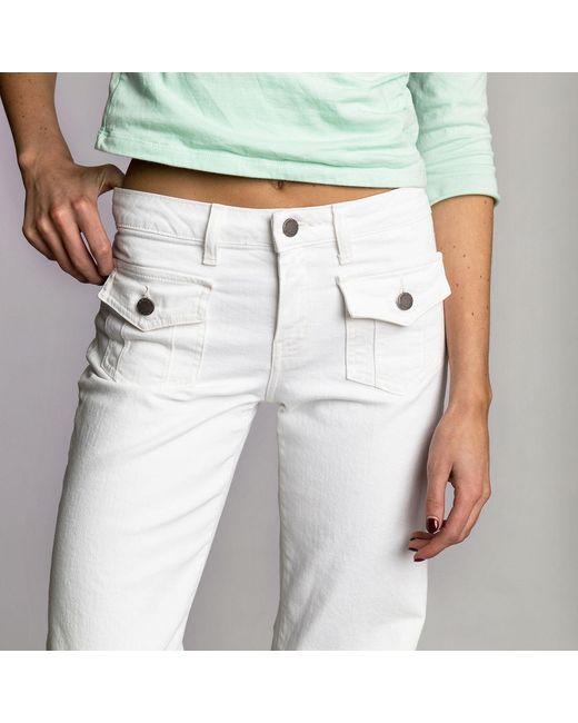 Love and Nostalgia White Patch Pocket Bob Jean