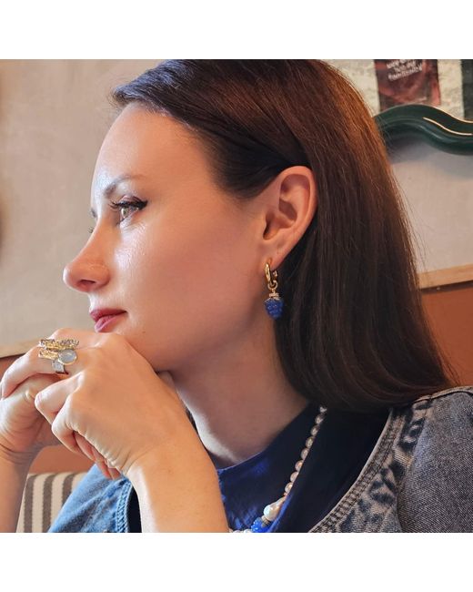 Farra Blue Raspberry Dangle Hoop Fun Earrings