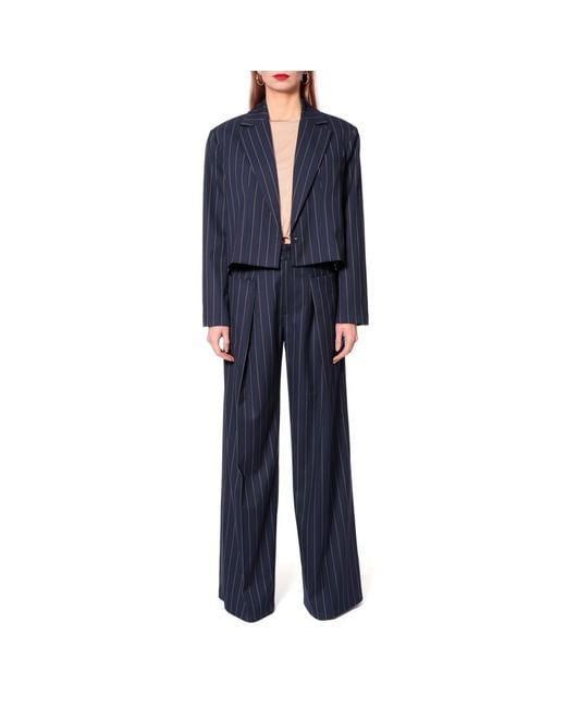 AGGI by HALEWSKI Blue Lora Mood Short Tennis Stripe Blazer