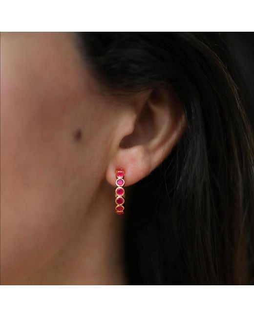 Auree Jewellery Multicolor Ortigia Fuchsia Chalcedony Hoop Earrings