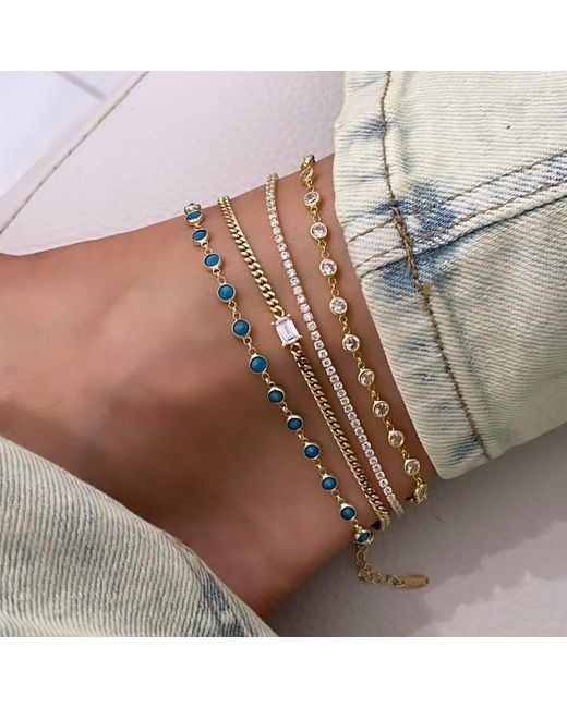 SHYMI White Round Bezel-Set Anklet