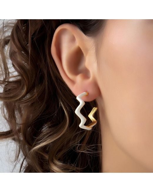 Milou Jewelry Metallic Zig Zag Hoop Earrings