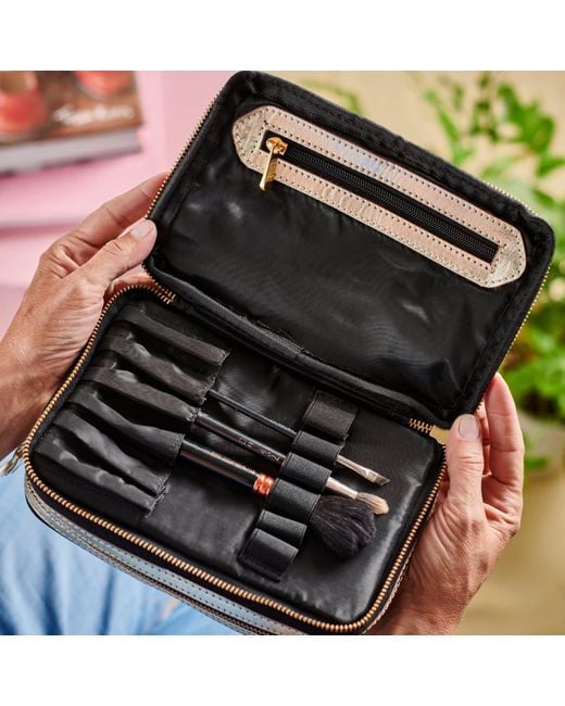 VIDA VIDA Black Mum Leather Trim Make-Up And Brush Bag