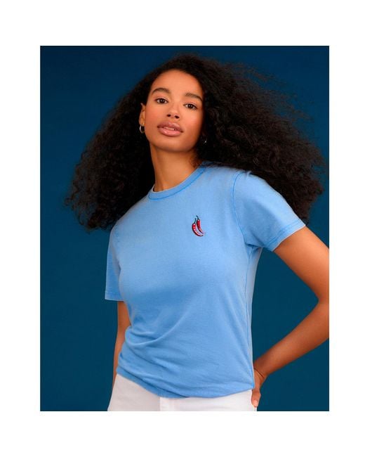 INGMARSON Blue Chilli Embroidered Organic Cotton T-Shirt