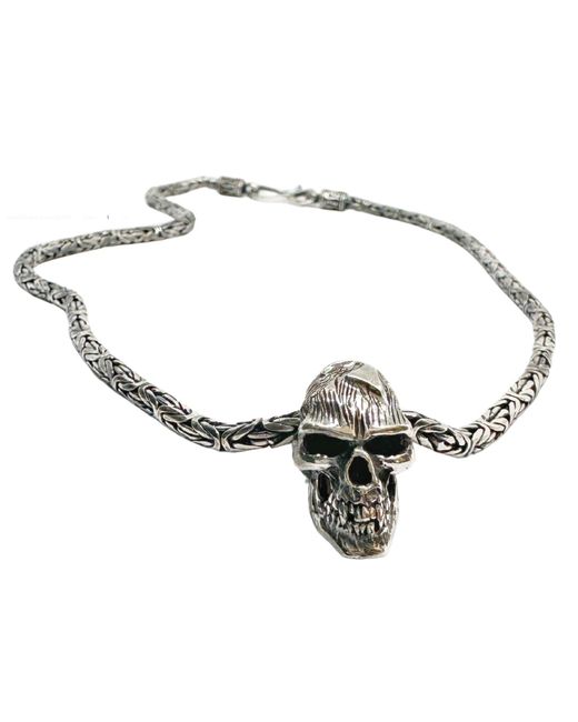 Tg-Jewellery by Tamara Gervasio Metallic Skull Japonese Sign Power Flat Byzantine Chain for men