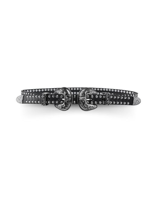 Indigolush Black Mini Studded Double Buckle Belt