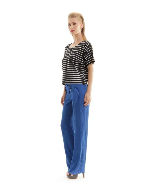 Conquista Black Loose Fit Stripe Top