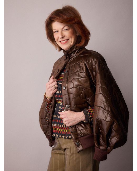 Amanda Thompson Couture Brown Ms K Bomber Jacket Quilting Chocolate