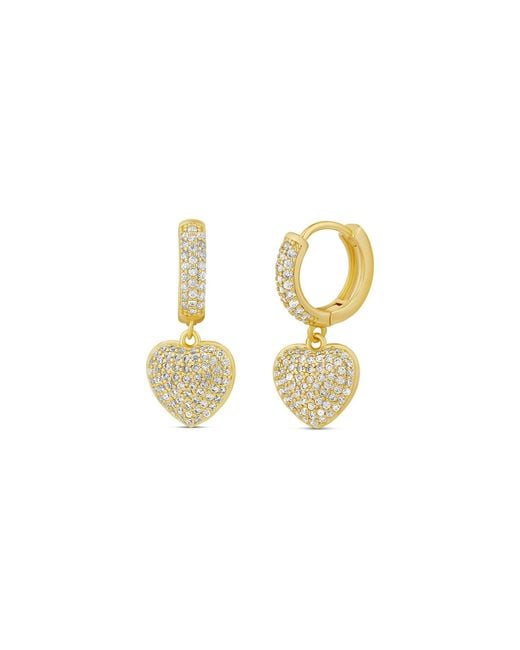 SHYMI Metallic Pave Heart Dangling Earrings