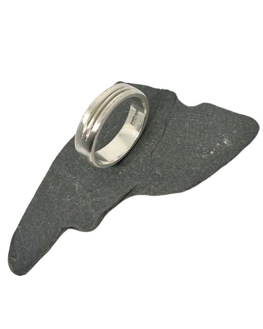 Tg-Jewellery by Tamara Gervasio Metallic Sterling Two Open Line Band Ring for men
