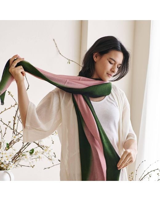 Variously Green Iris Kiwi Cashmere Merino Handwoven Scarf
