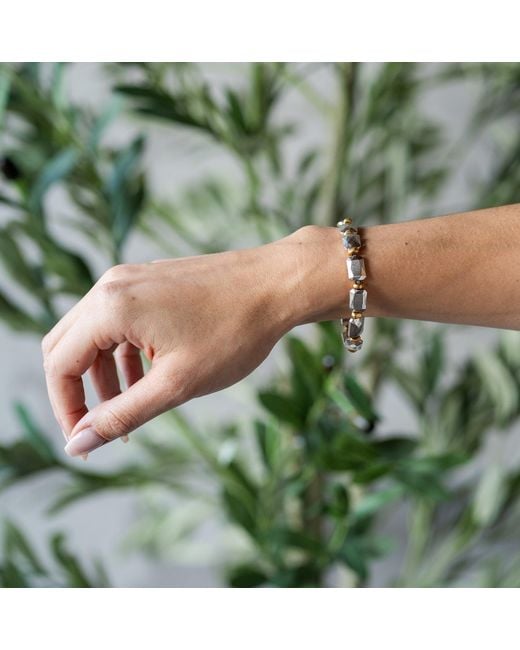 Loni Paul Jewelry Metallic Mixed Metal Rectangle Bead Bracelet