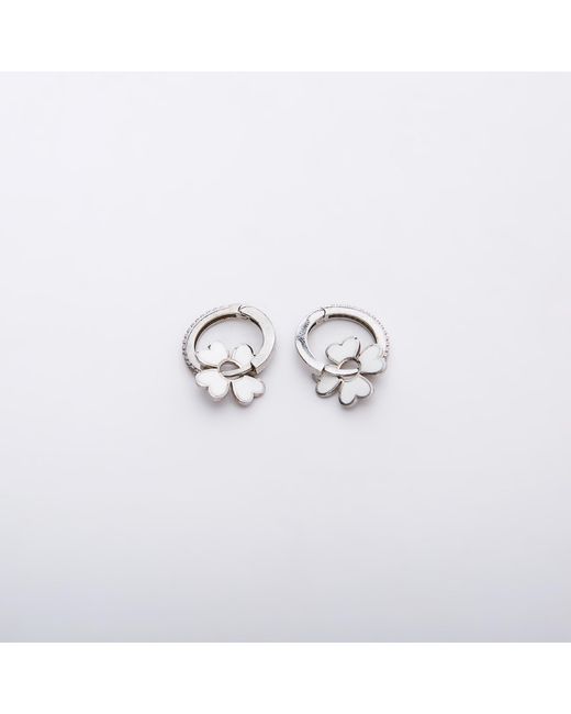 Spero London Metallic Sterling Enamel Clover Earrings