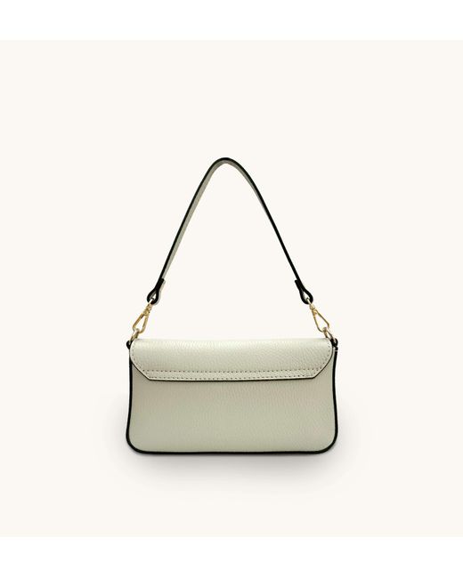 Apatchy London Metallic Neutrals The Munro Stone Leather Shoulder Bag