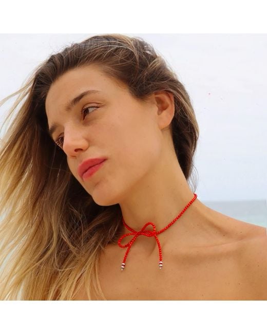 Mineralgems•Studio Red Coral Bow Necklace