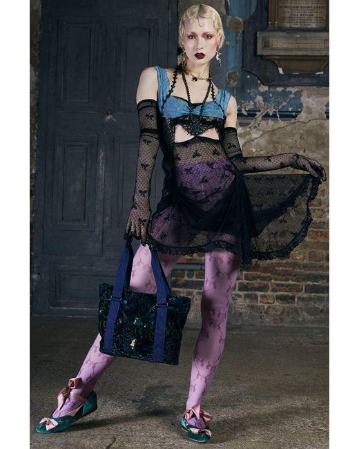 Natalia Petruch Blue Natasha Silk Velvet Tote Bag
