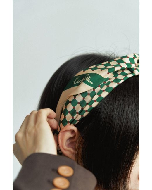 Lost Pattern Green Checkerboard Twilly Scarf