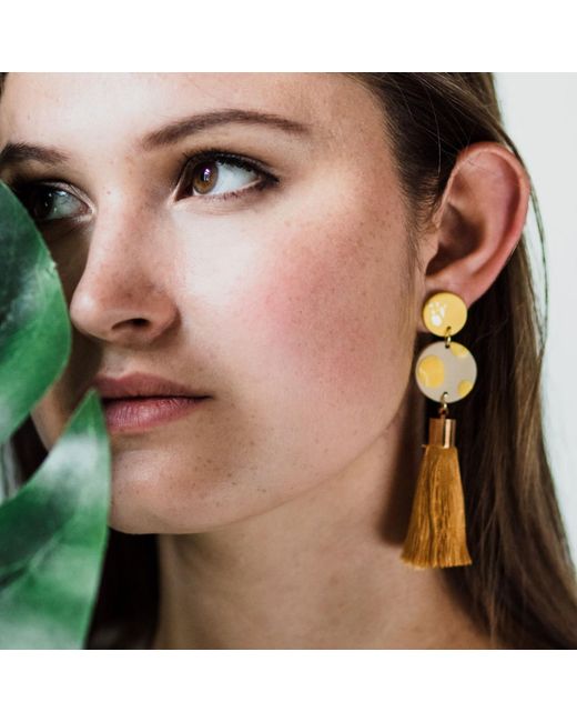 Babaloo Metallic Silk Tassel Earrings