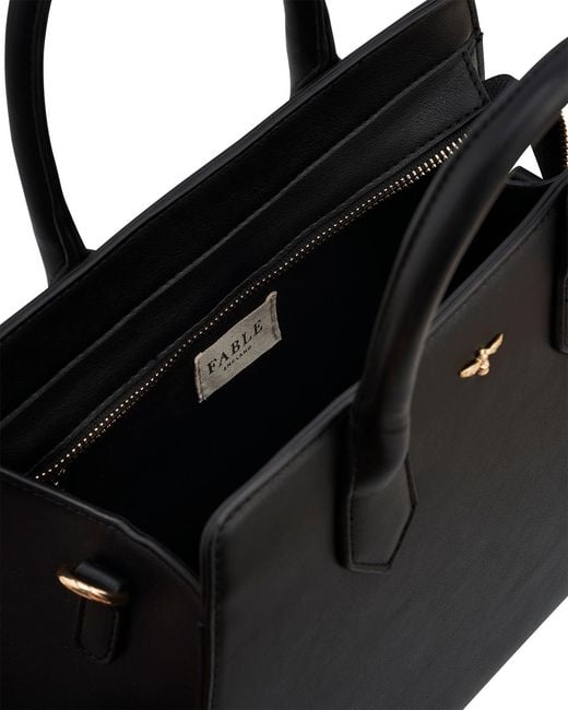 Fable England Black Grace Structured Tote Bag