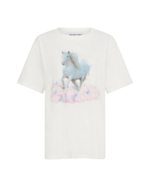 Sour Figs White Horse Print T-Shirt