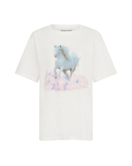Sour Figs White Horse Print T-Shirt