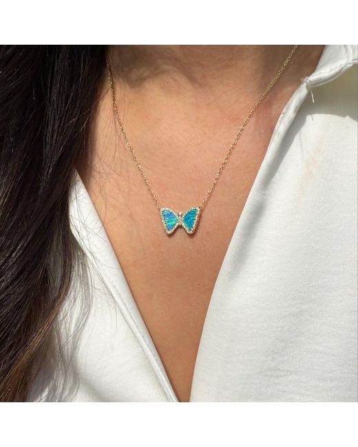 KAMARIA Pink Mini Opal Butterfly Necklace